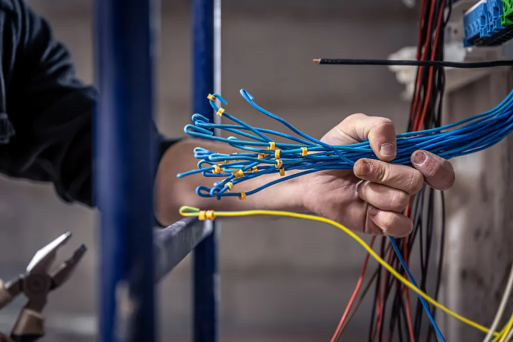 Electrician in Dubai working on a DB board — EnergiaWorks