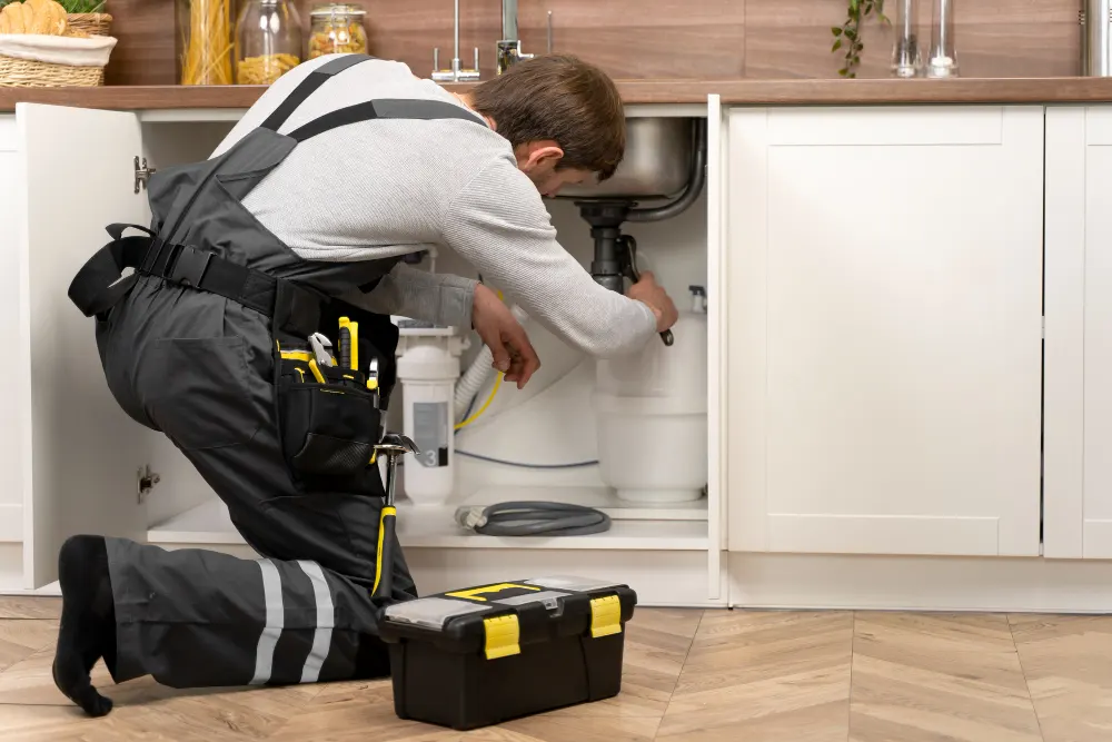 Plumber in Dubai repairing pipework — EnergiaWorks